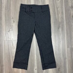 Vintage Y2K Grey Pinstripe Capri Pants- SIZE 3 Cuffed Stretchy  Mid Rise